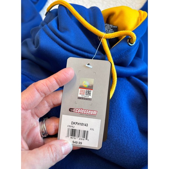 Colosseum Mens SJSU Spartans Hoodie Royal Blue Yellow Athletic Size XXL #633 - Picture 5 of 7
